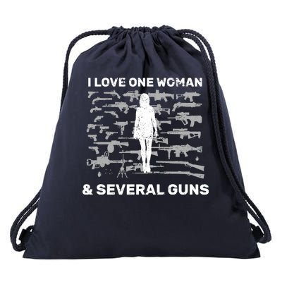 I Love One Woman and Several Guns Drawstring Bag