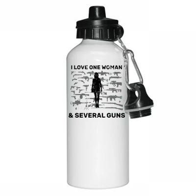 I Love One Woman and Several Guns Aluminum Water Bottle