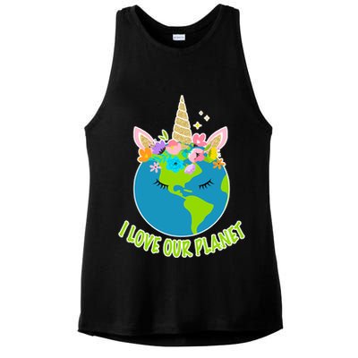 I Love Our Planet Earth Day Love Ladies PosiCharge Tri-Blend Wicking Tank