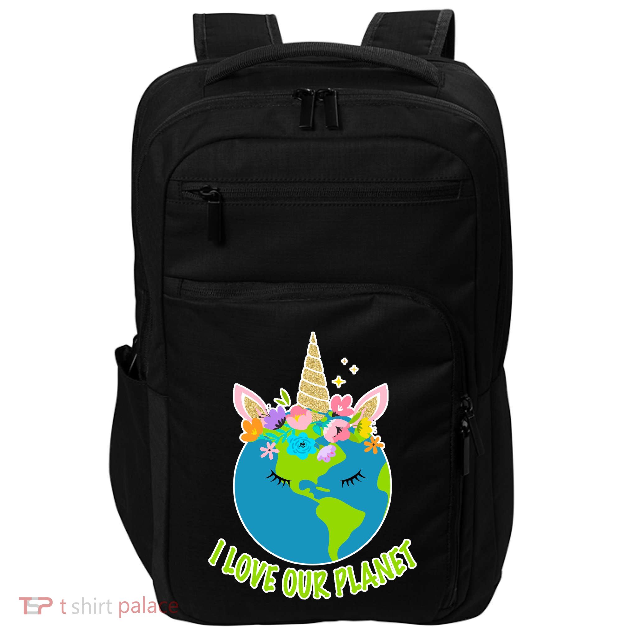 I Love Our Planet Earth Day Love Impact Tech Backpack