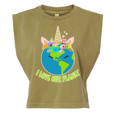 I Love Our Planet Earth Day Love Garment-Dyed Women's Muscle Tee