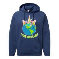 I Love Our Planet Earth Day Love Performance Fleece Hoodie