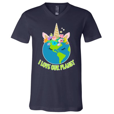 I Love Our Planet Earth Day Love V-Neck T-Shirt