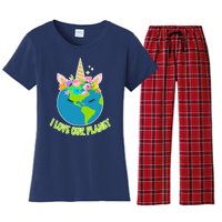 I Love Our Planet Earth Day Love Women's Flannel Pajama Set