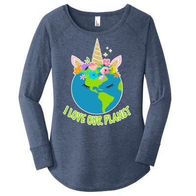 I Love Our Planet Earth Day Love Women's Perfect Tri Tunic Long Sleeve Shirt