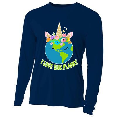I Love Our Planet Earth Day Love Cooling Performance Long Sleeve Crew