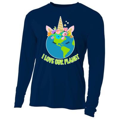 I Love Our Planet Earth Day Love Cooling Performance Long Sleeve Crew