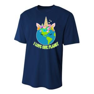 I Love Our Planet Earth Day Love Youth Performance Sprint T-Shirt