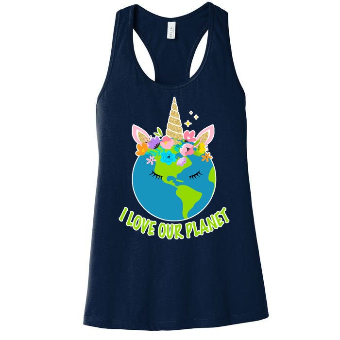 I Love Our Planet Earth Day Love Women's Racerback Tank