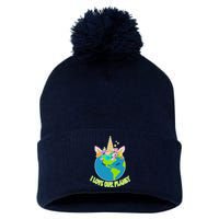 I Love Our Planet Earth Day Love Pom Pom 12in Knit Beanie