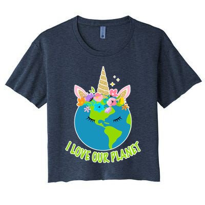 I Love Our Planet Earth Day Love Women's Crop Top Tee