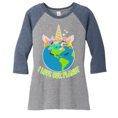 I Love Our Planet Earth Day Love Women's Tri-Blend 3/4-Sleeve Raglan Shirt