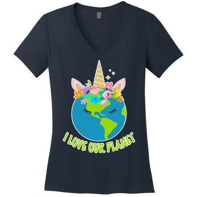 I Love Our Planet Earth Day Love Women's V-Neck T-Shirt