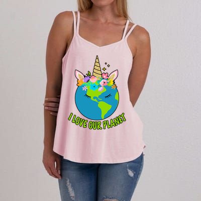 I Love Our Planet Earth Day Love Women's Strappy Tank