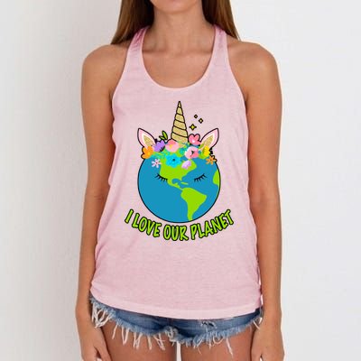 I Love Our Planet Earth Day Love Women's Knotted Racerback Tank