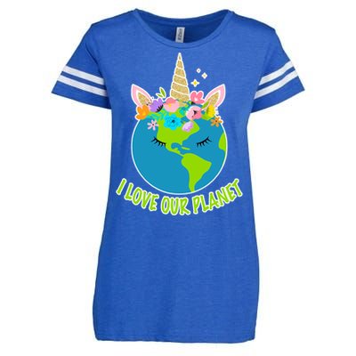 I Love Our Planet Earth Day Love Enza Ladies Jersey Football T-Shirt