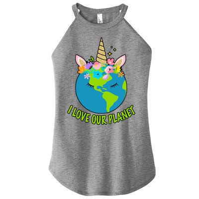 I Love Our Planet Earth Day Love Women's Perfect Tri Rocker Tank