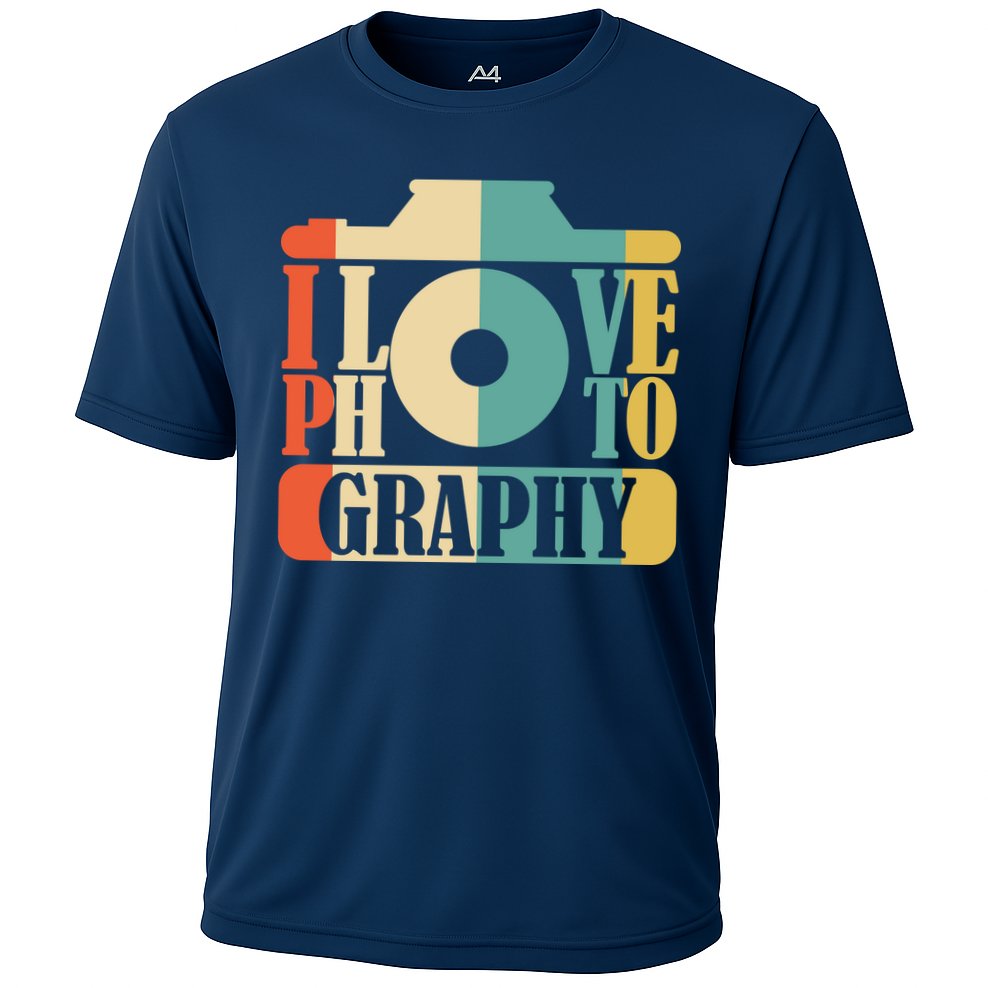 I Love Photography Camera Cooling Performance Crew T-Shirt