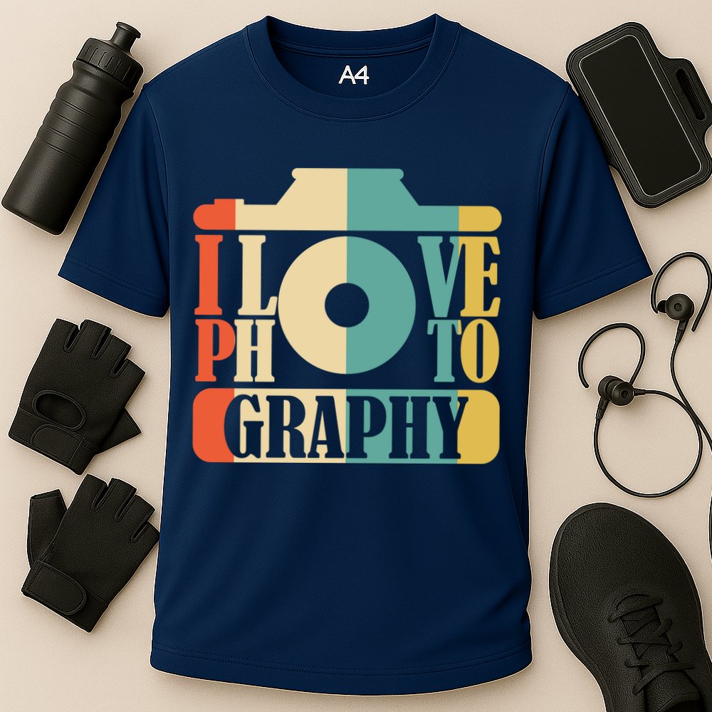 I Love Photography Camera Cooling Performance Crew T-Shirt