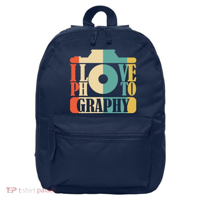 I Love Photography Camera 16 in Basic Backpack
