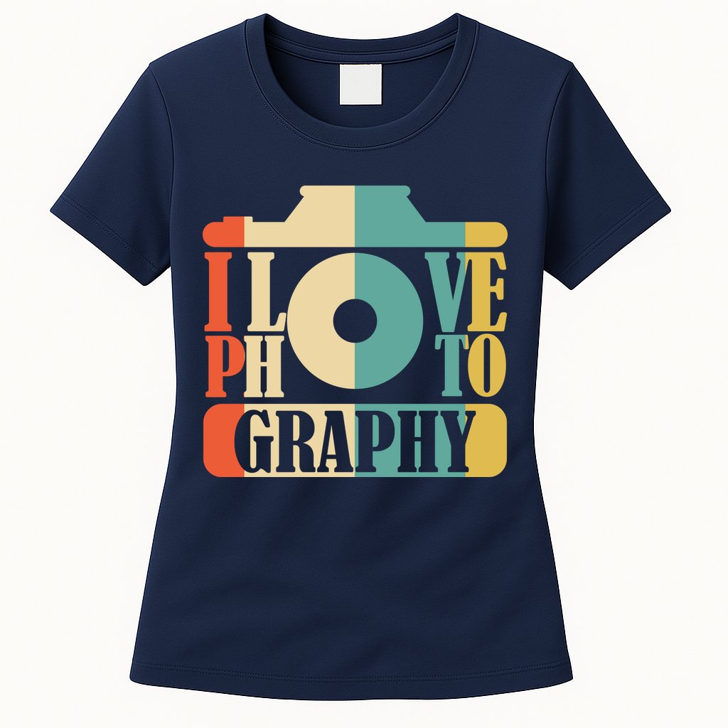 I Love Photography Camera Womens T-Shirt