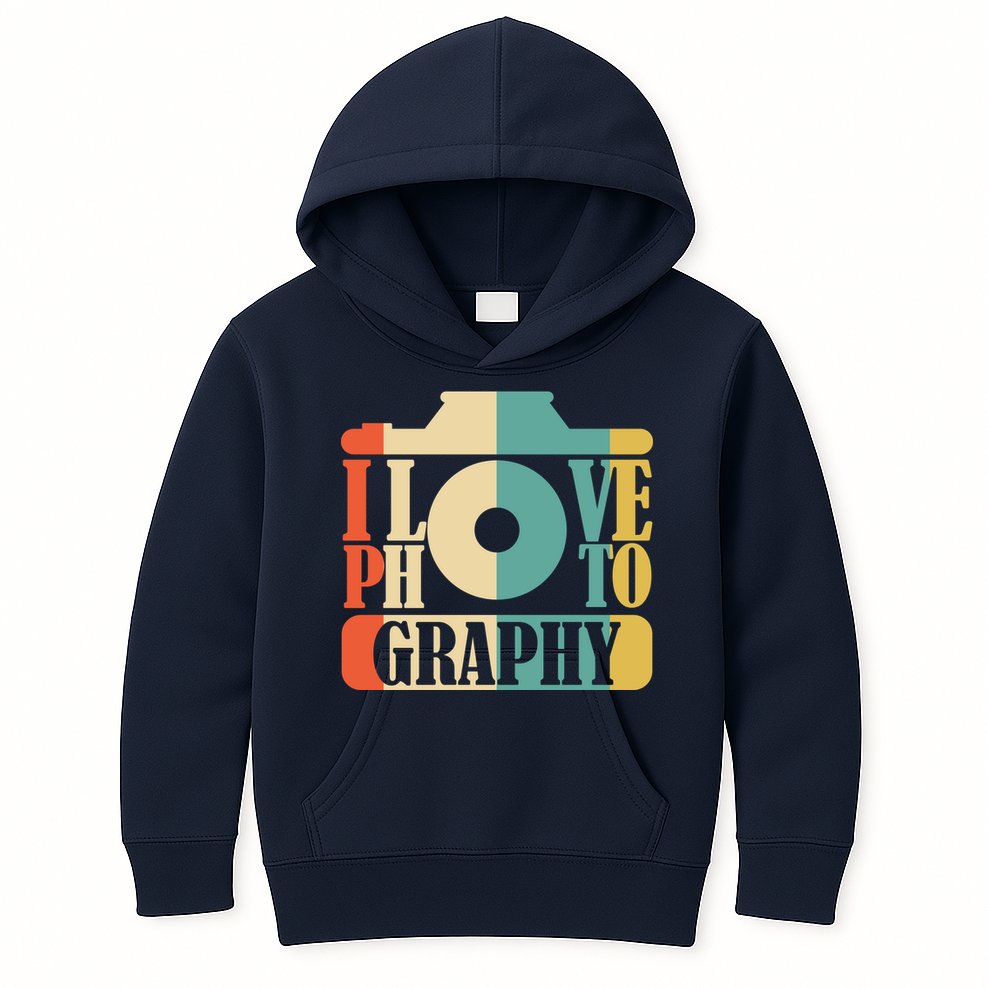 I Love Photography Camera Kids Hoodie