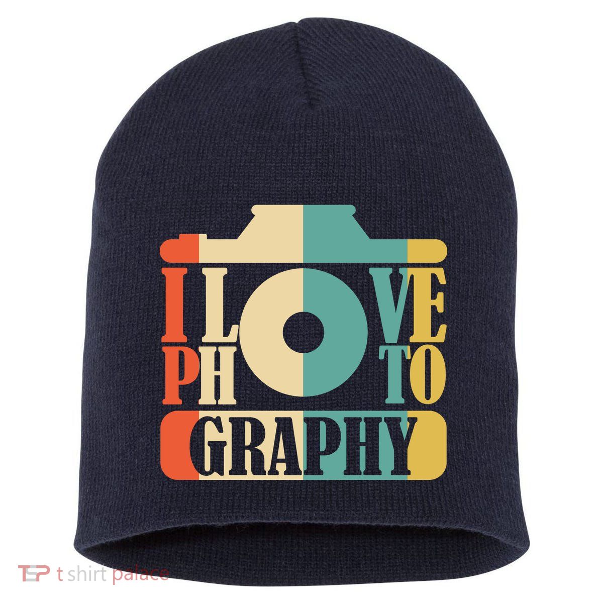 I Love Photography Camera Short Acrylic Beanie