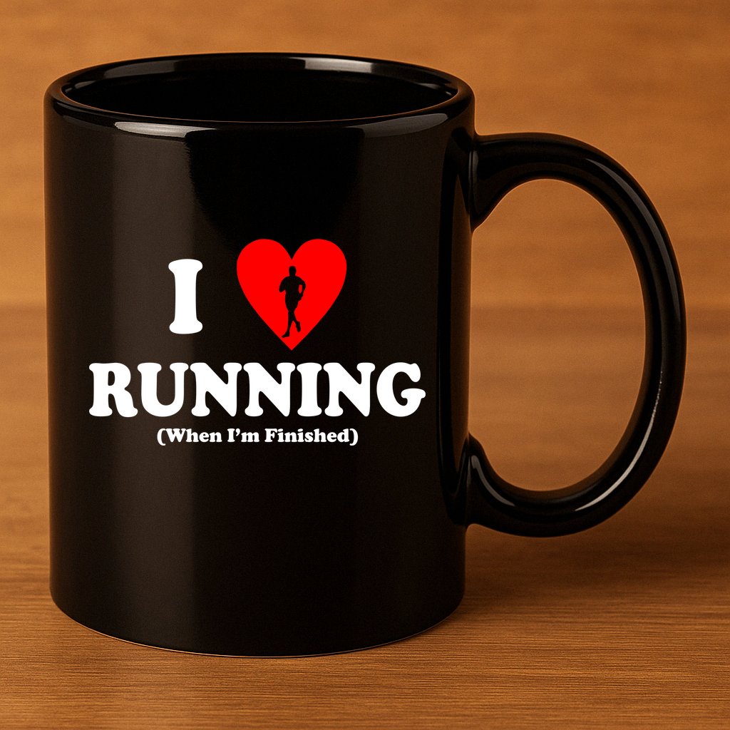 I Love Running When I'm Finished 11oz C Handle Ceramic Mug
