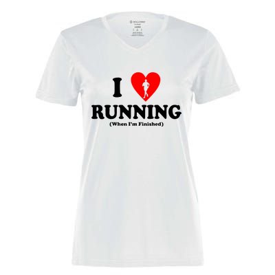 I Love Running When I'm Finished Women's Momentum V-Neck T-Shirt