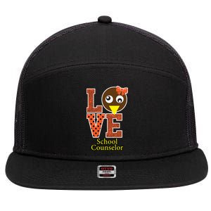 I Love School Counselor Turkeys Thanksgiving 7 Panel Mesh Trucker Snapback Hat