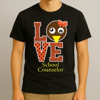 I Love School Counselor Turkeys Thanksgiving T-Shirt