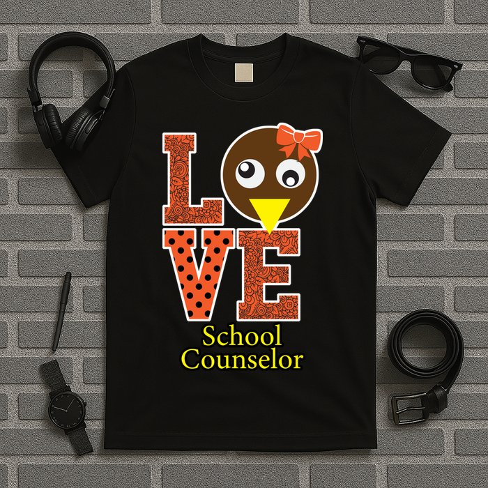 I Love School Counselor Turkeys Thanksgiving T-Shirt