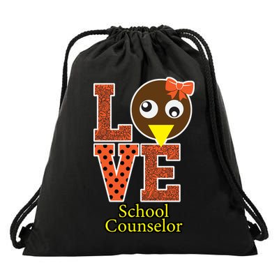 I Love School Counselor Turkeys Thanksgiving Drawstring Bag