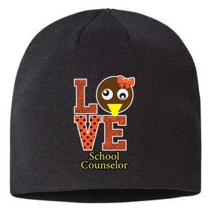 I Love School Counselor Turkeys Thanksgiving Sustainable Beanie