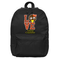 I Love School Counselor Turkeys Thanksgiving 16 in Basic Backpack