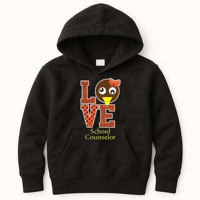 I Love School Counselor Turkeys Thanksgiving Kids Hoodie