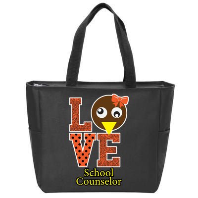 I Love School Counselor Turkeys Thanksgiving Zip Tote Bag