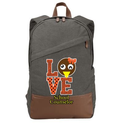 I Love School Counselor Turkeys Thanksgiving Cotton Canvas Backpack