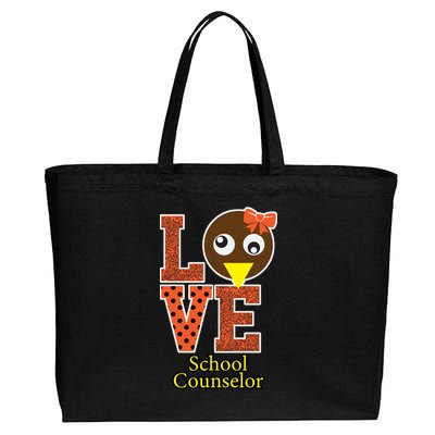 I Love School Counselor Turkeys Thanksgiving Cotton Canvas Jumbo Tote