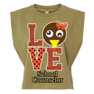 I Love School Counselor Turkeys Thanksgiving Garment-Dyed Women's Muscle Tee