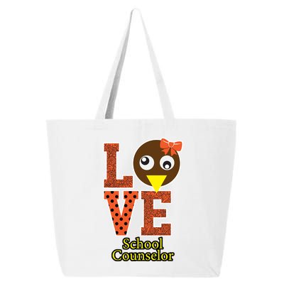 I Love School Counselor Turkeys Thanksgiving 25L Jumbo Tote