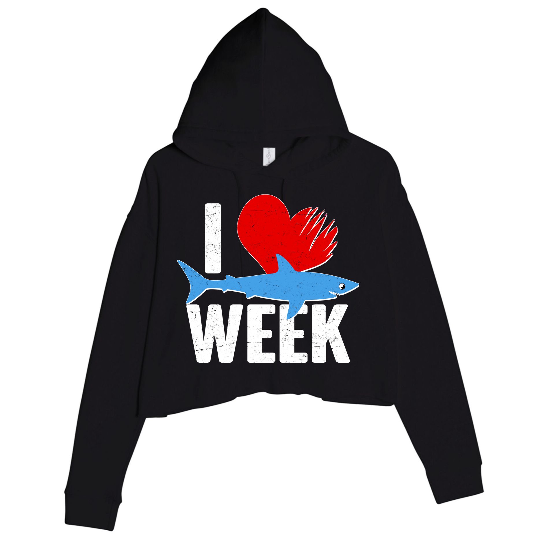 I Love Shark Week Crop Fleece Hoodie