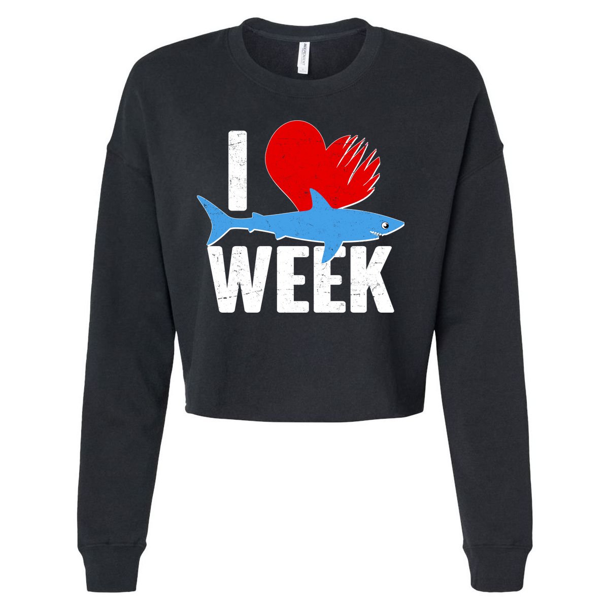 I Love Shark Week Cropped Pullover Crew