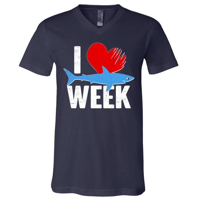 I Love Shark Week V-Neck T-Shirt