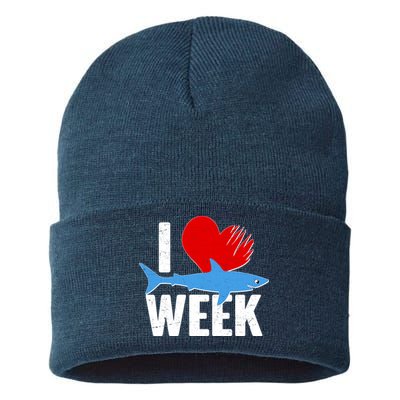 I Love Shark Week Sustainable Knit Beanie