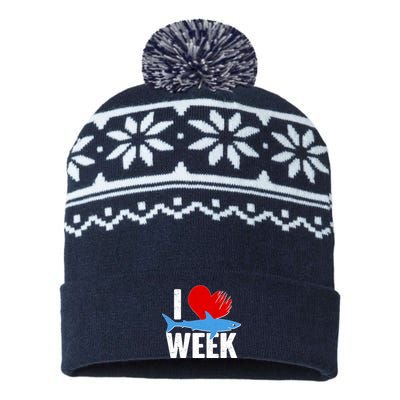 I Love Shark Week USA-Made Snowflake Beanie