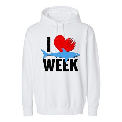 I Love Shark Week Garment-Dyed Fleece Hoodie