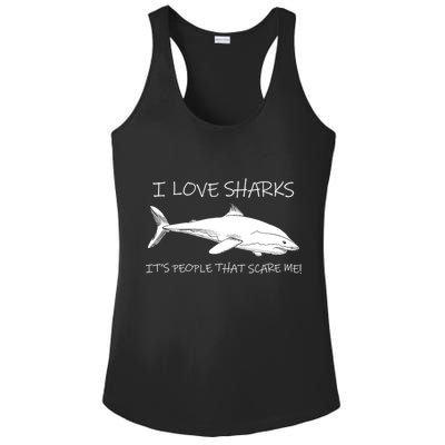 I Love Sharks It's People That Scare Me Ladies PosiCharge Competitor Racerback Tank