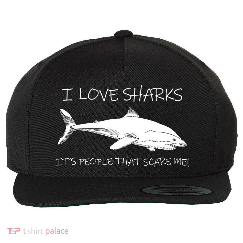 I Love Sharks It's People That Scare Me Wool Snapback Cap