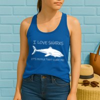 I Love Sharks It's People That Scare Me Womens Tank Top